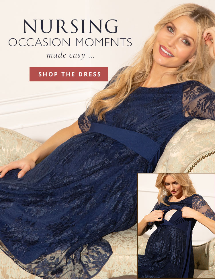 Esther Lace Maternity & Nursing Dress (Midnight Blue)