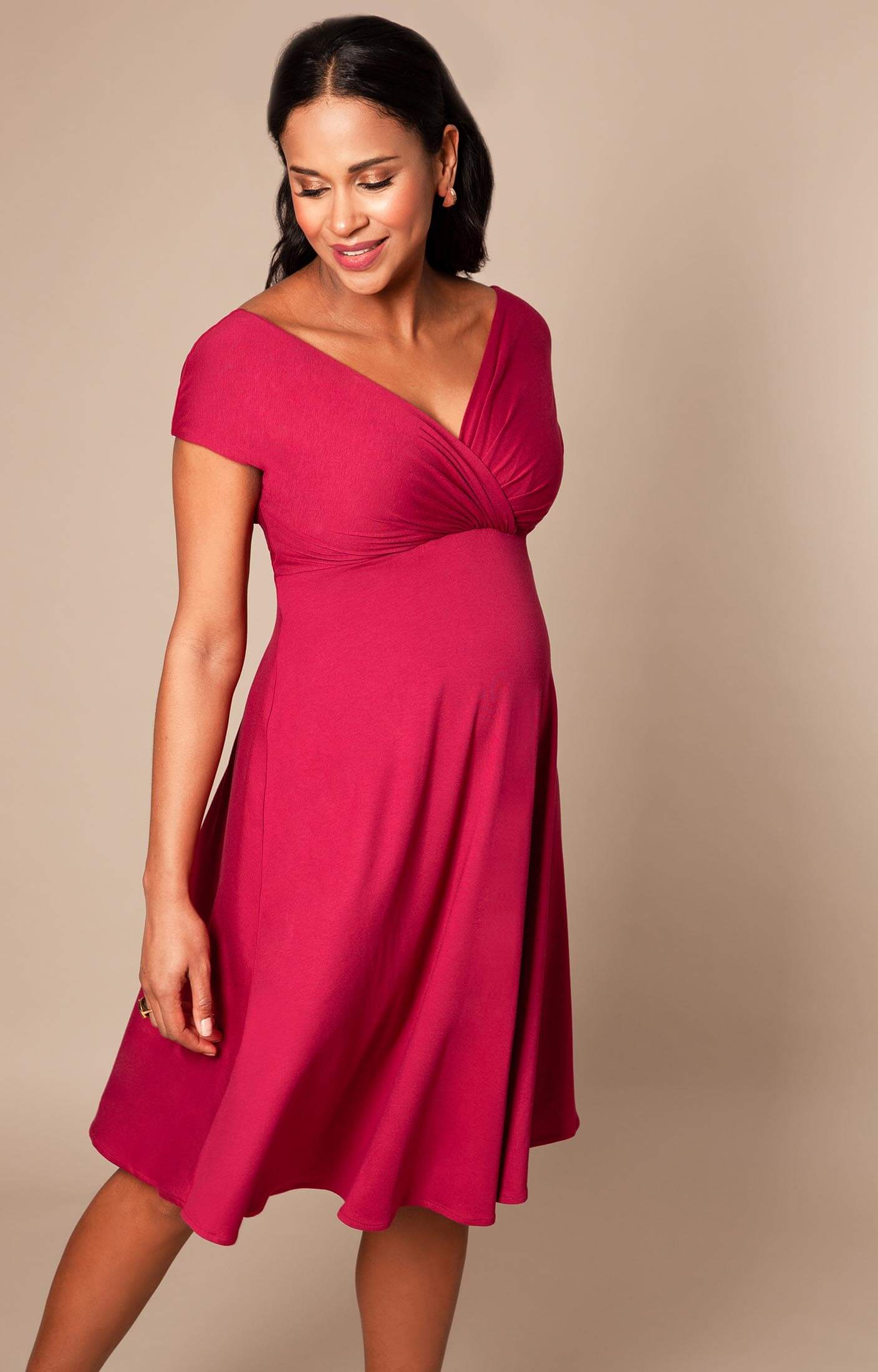 Alessandra Maternity Dress Short Rich Raspberry Pink - Maternity