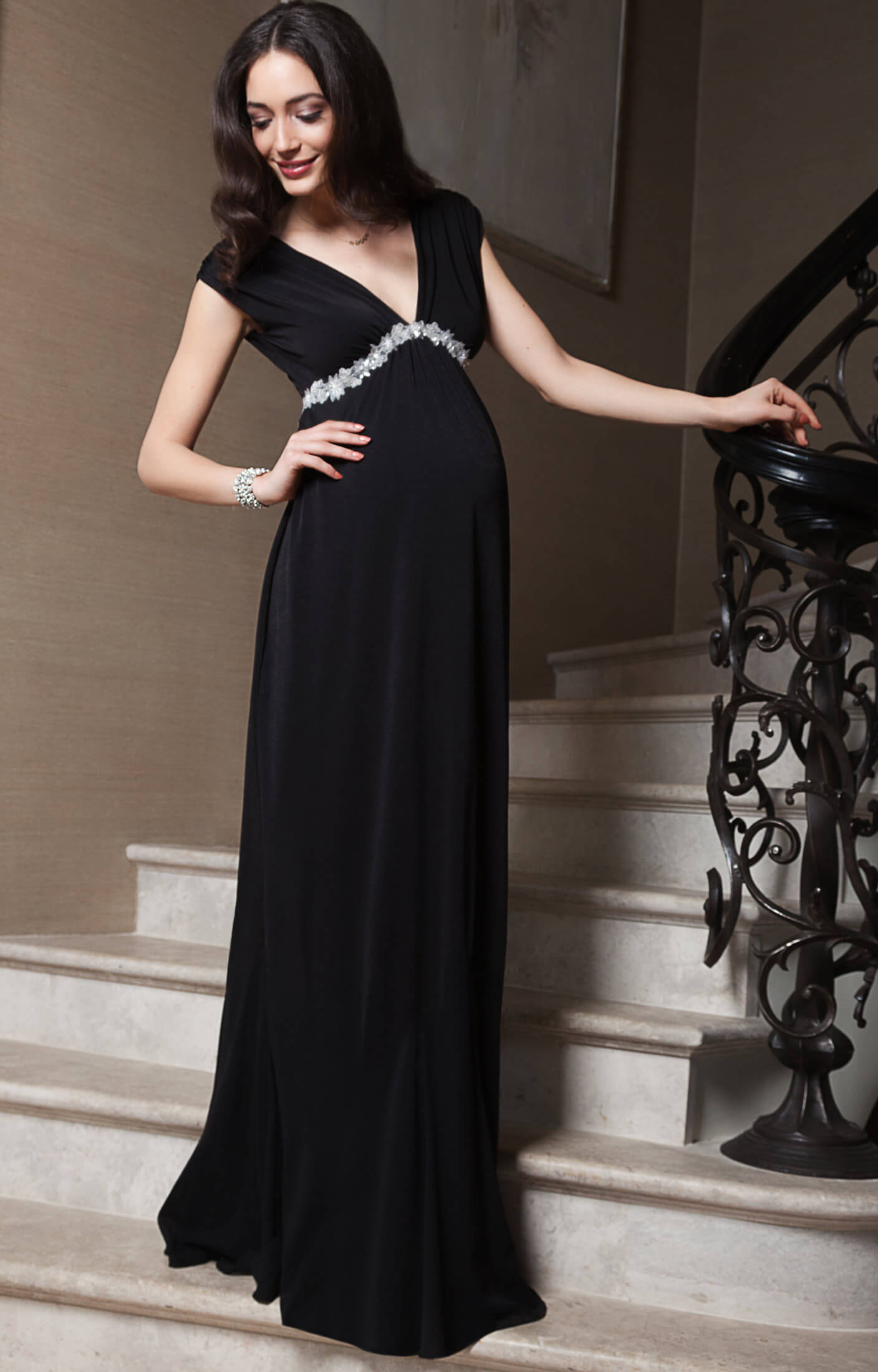 Aurora Maternity Gown Long Black - Maternity Wedding Dresses, Evening