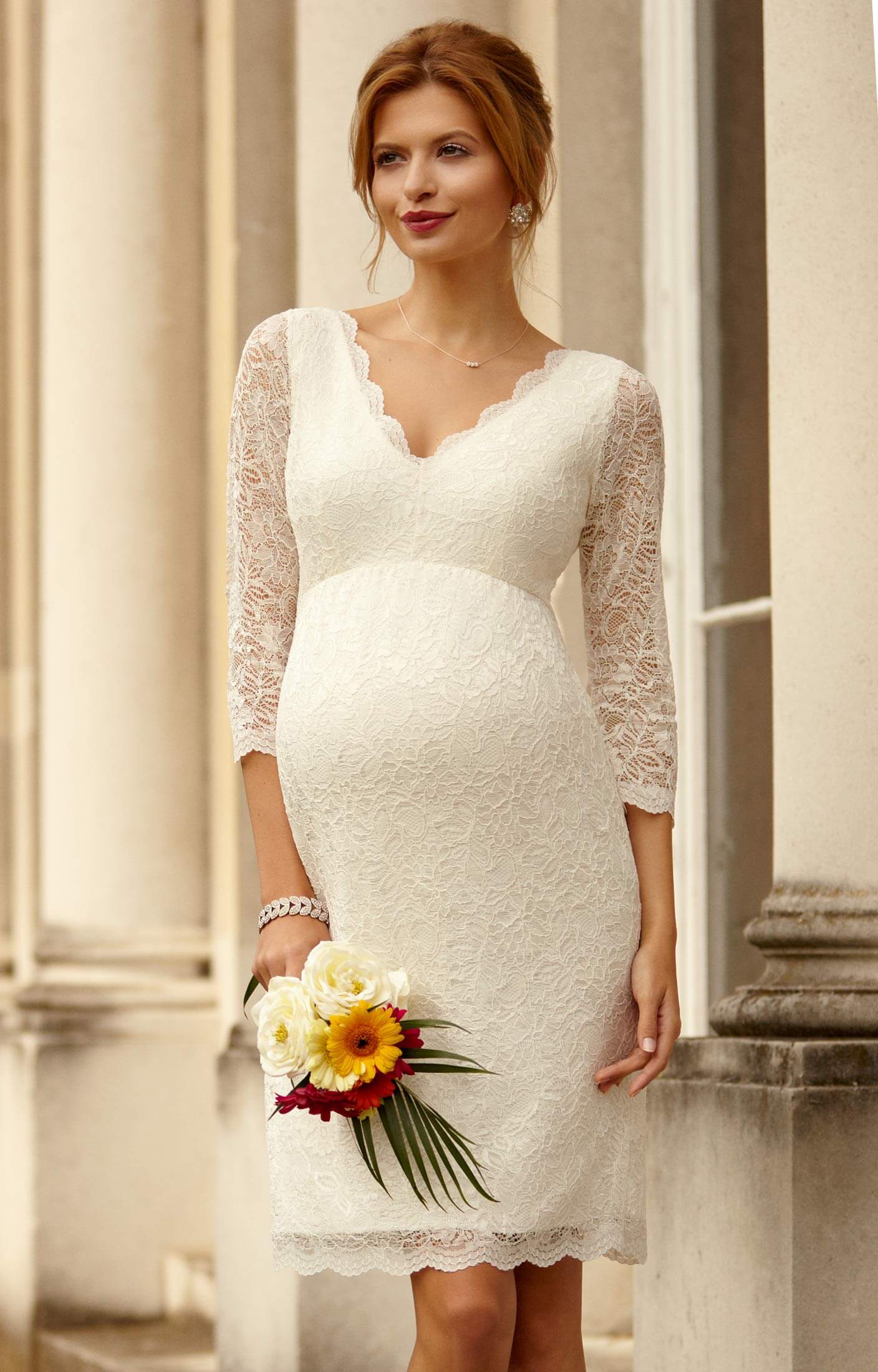 Chloe Lace Maternity Wedding Dress (Ivory) - Maternity Wedding