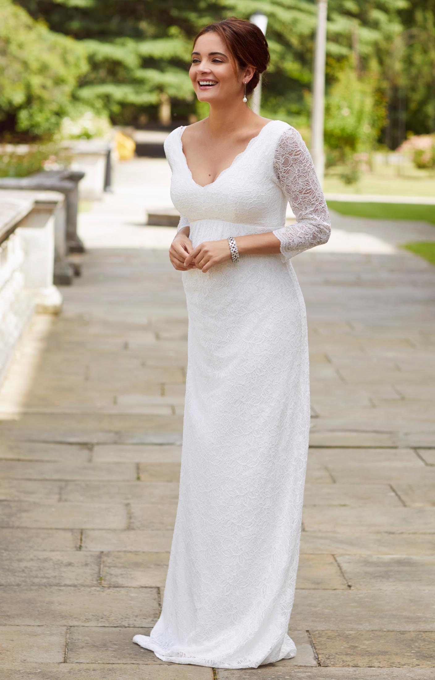 Chloe Lace Maternity Wedding Gown Ivory - Maternity Wedding