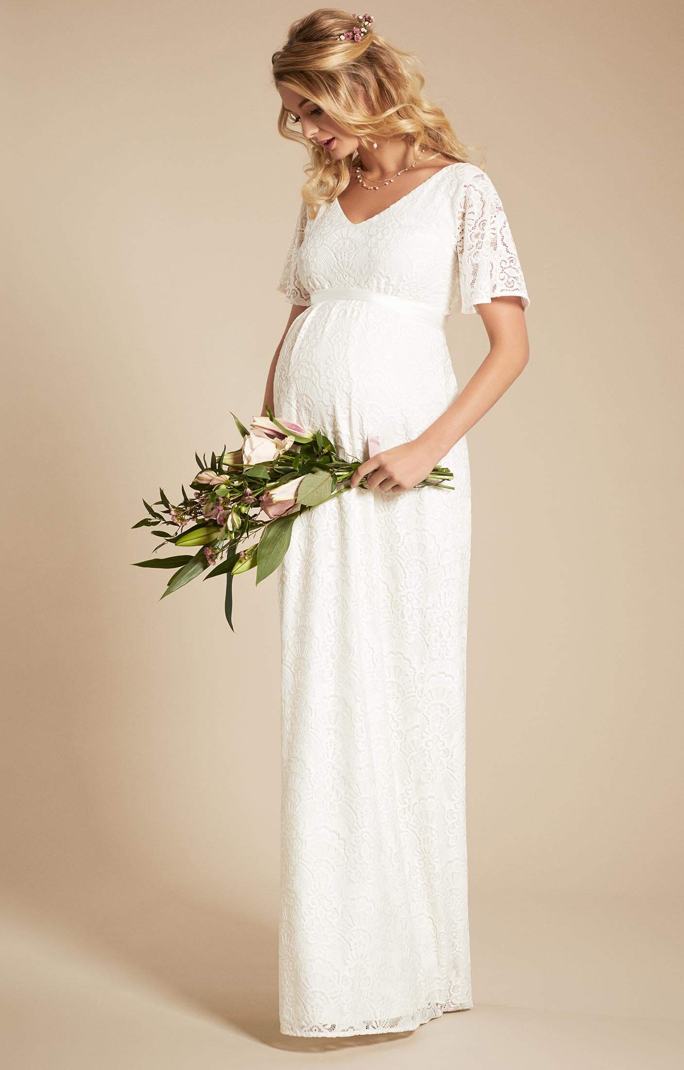 Edith Kimono Maternity Wedding Gown Ivory - Maternity Wedding Dresses,  Evening Wear and Party Clothes by Tiffany Rose UK