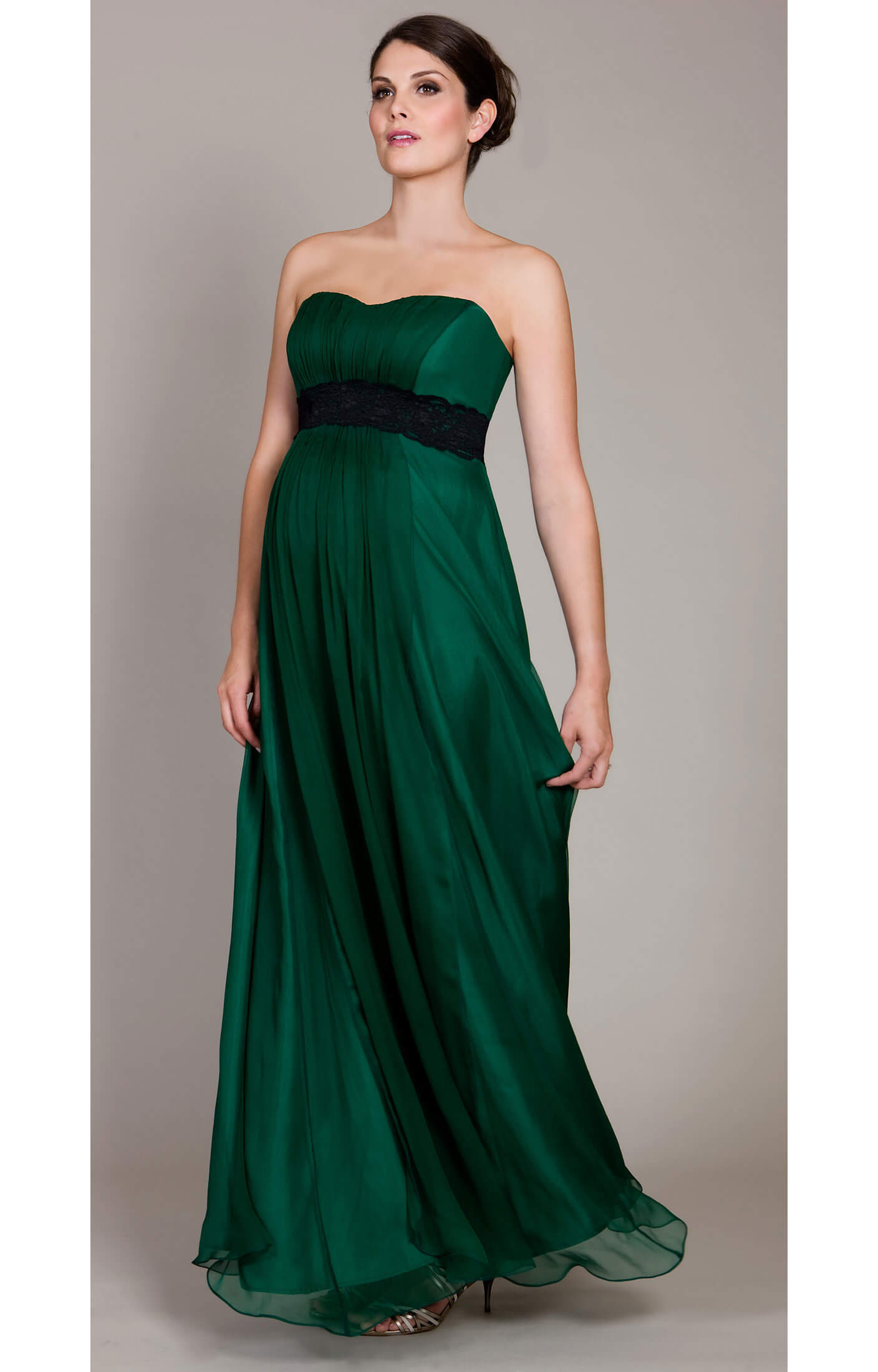 emerald green and black dress