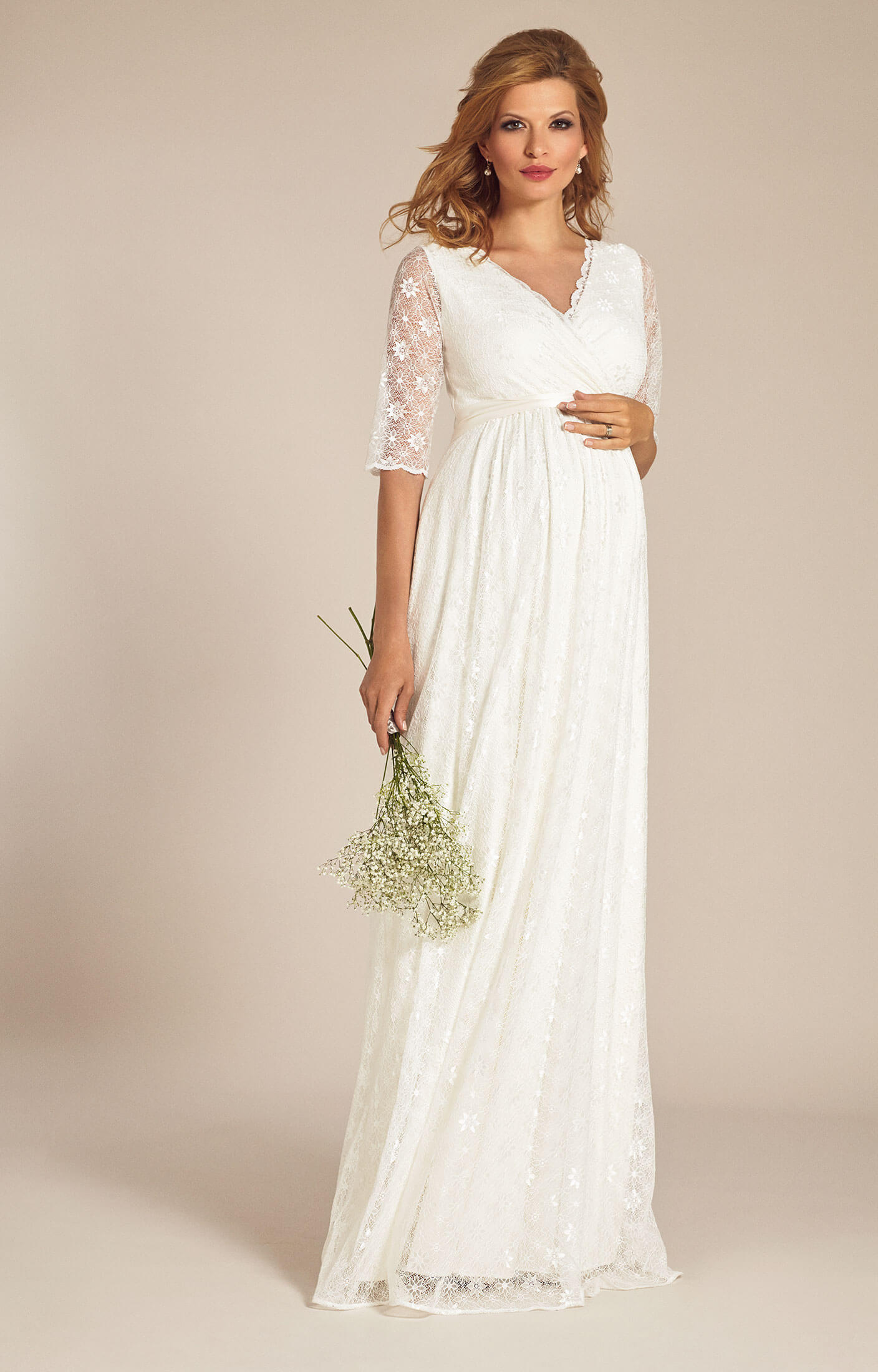 Edith Lace Maternity Kimono Dress in Ivory - Maternity Wedding Dresses,  Evening Wear and Party Clothes by Tiffany Rose CA