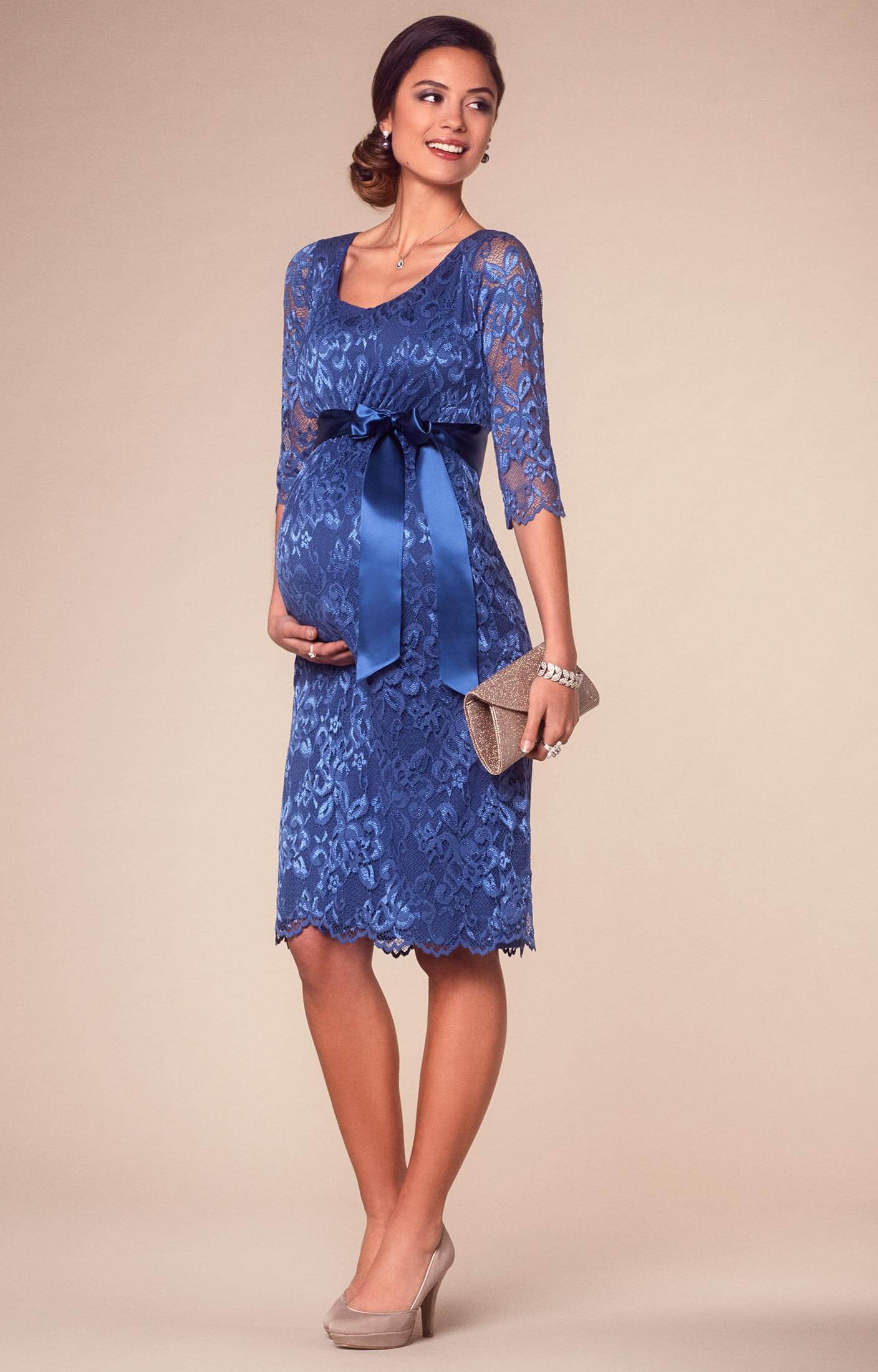 Katie Maternity Dress Short Windsor Blue - Maternity ...