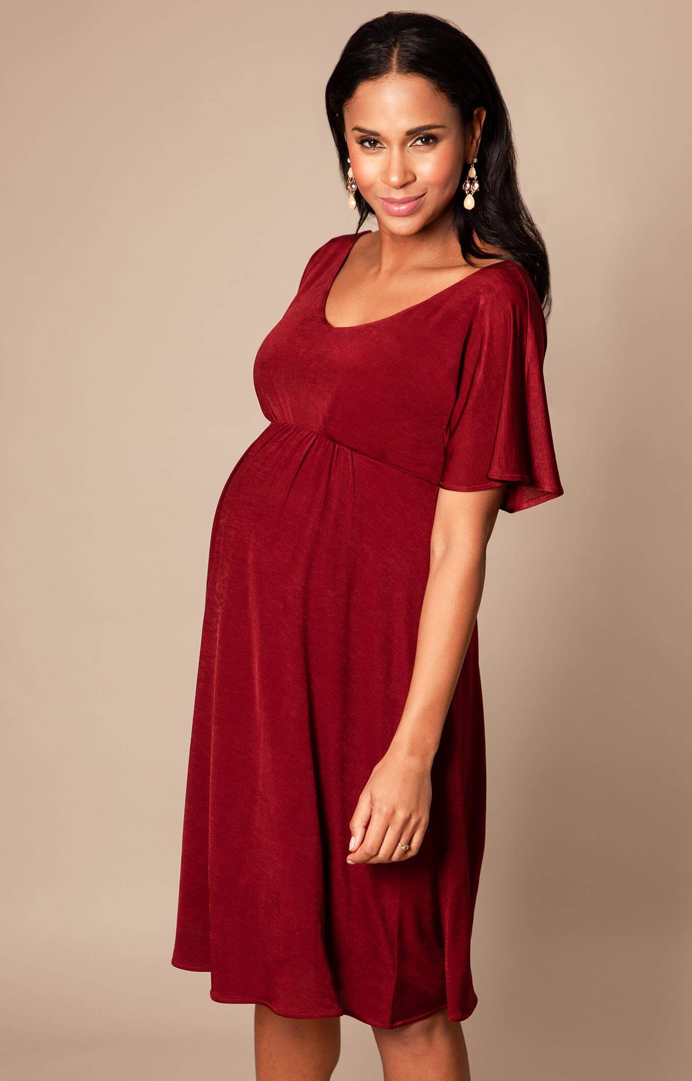 Kimono Maternity Dress short Berry Red - Maternity Wedding Dresses, Evening  Wear and Party Clothes by Tiffany Rose US