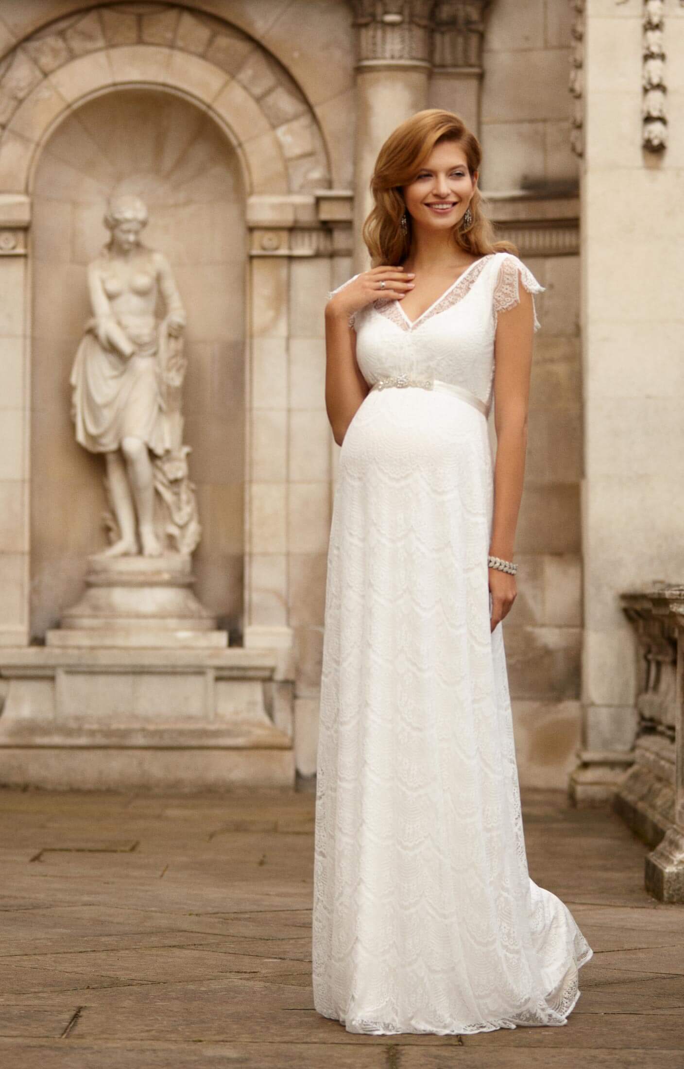 Kristin Maternity Wedding Gown Long Ivory White