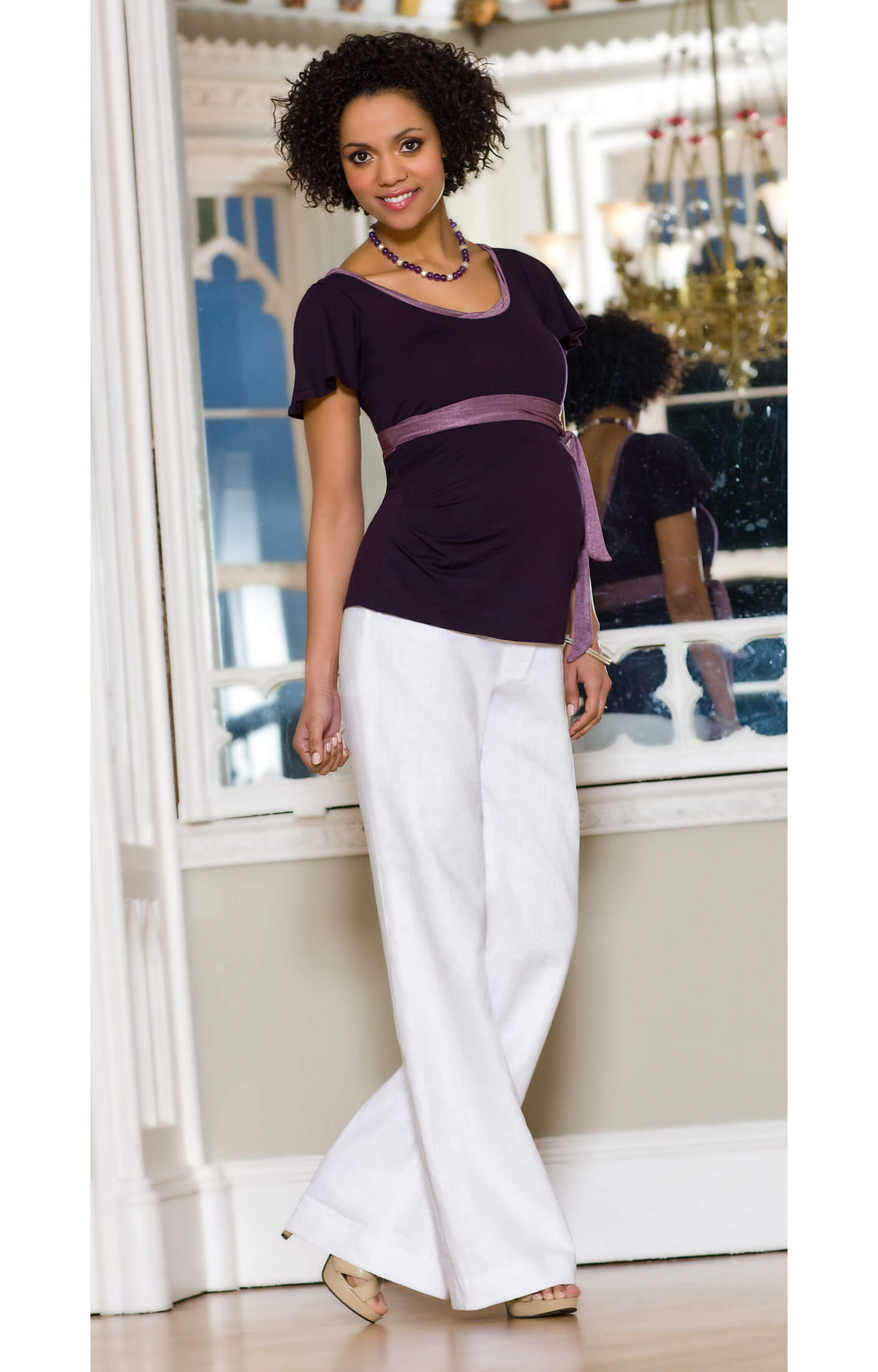 LilyLLL Maternity Wide Straight Lounge Pants Pregnancy Trousers with Full  Panel - Walmart.com