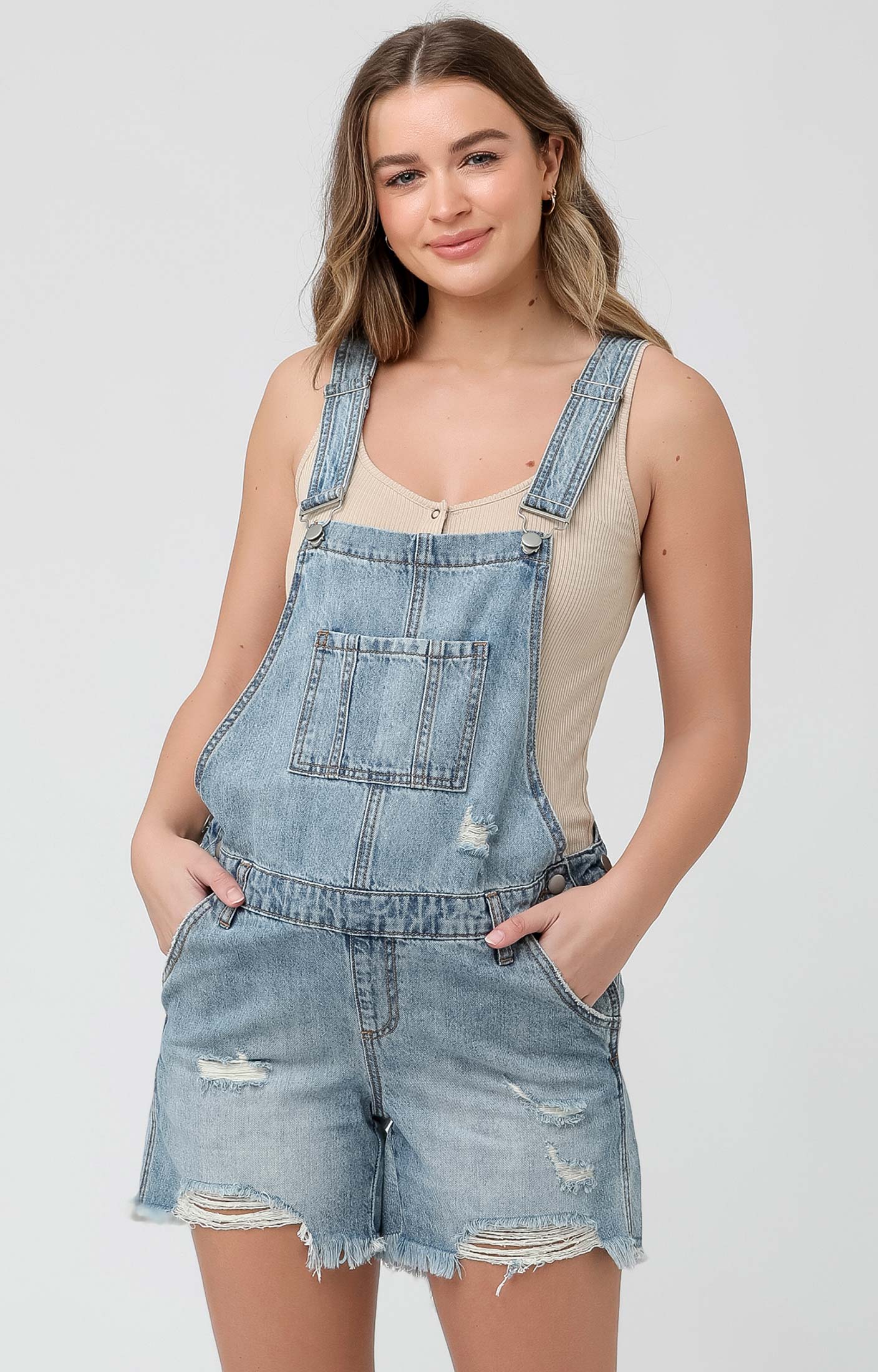 Riders 90s Dungaree Short - Womens in Blue | Red Rat