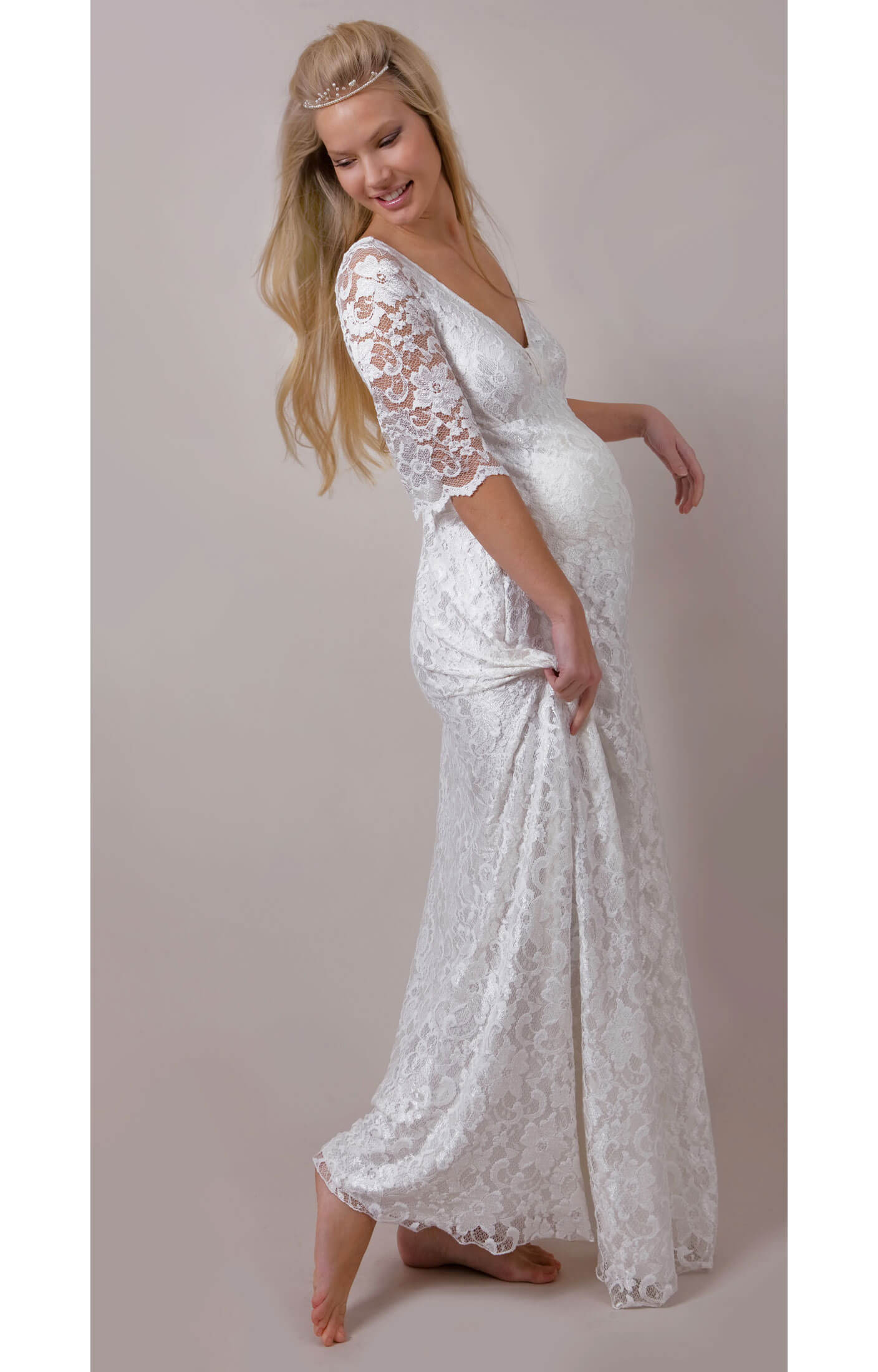 White Orchid Lace Maternity Wedding Gown - Maternity Wedding Dresses,  Evening Wear and Party Clothes by Tiffany Rose