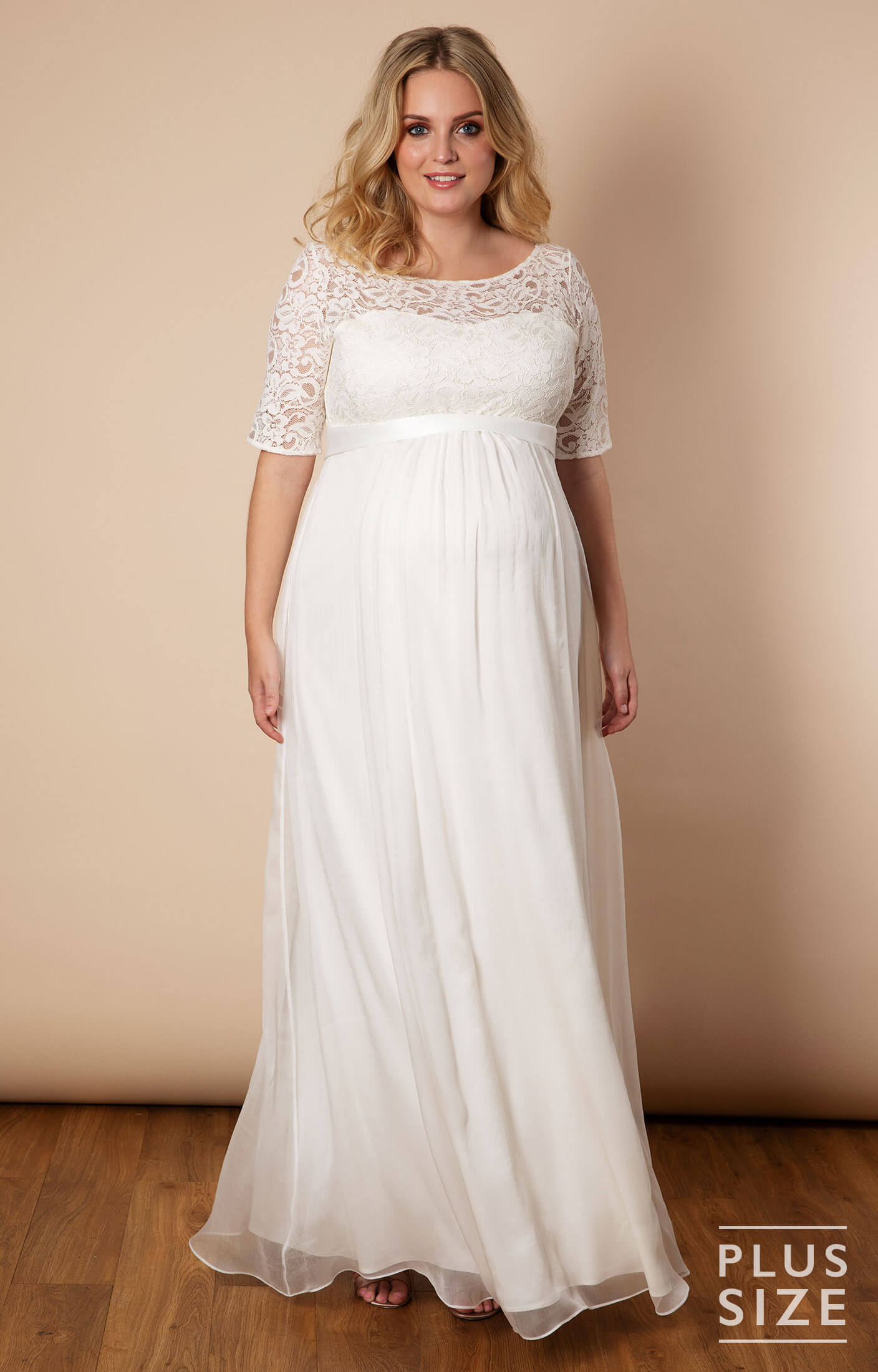 Alaska Plus Size Maternity Silk Chiffon Wedding Gown - Maternity Wedding  Dresses, Evening Wear and Party Clothes by Tiffany Rose UK