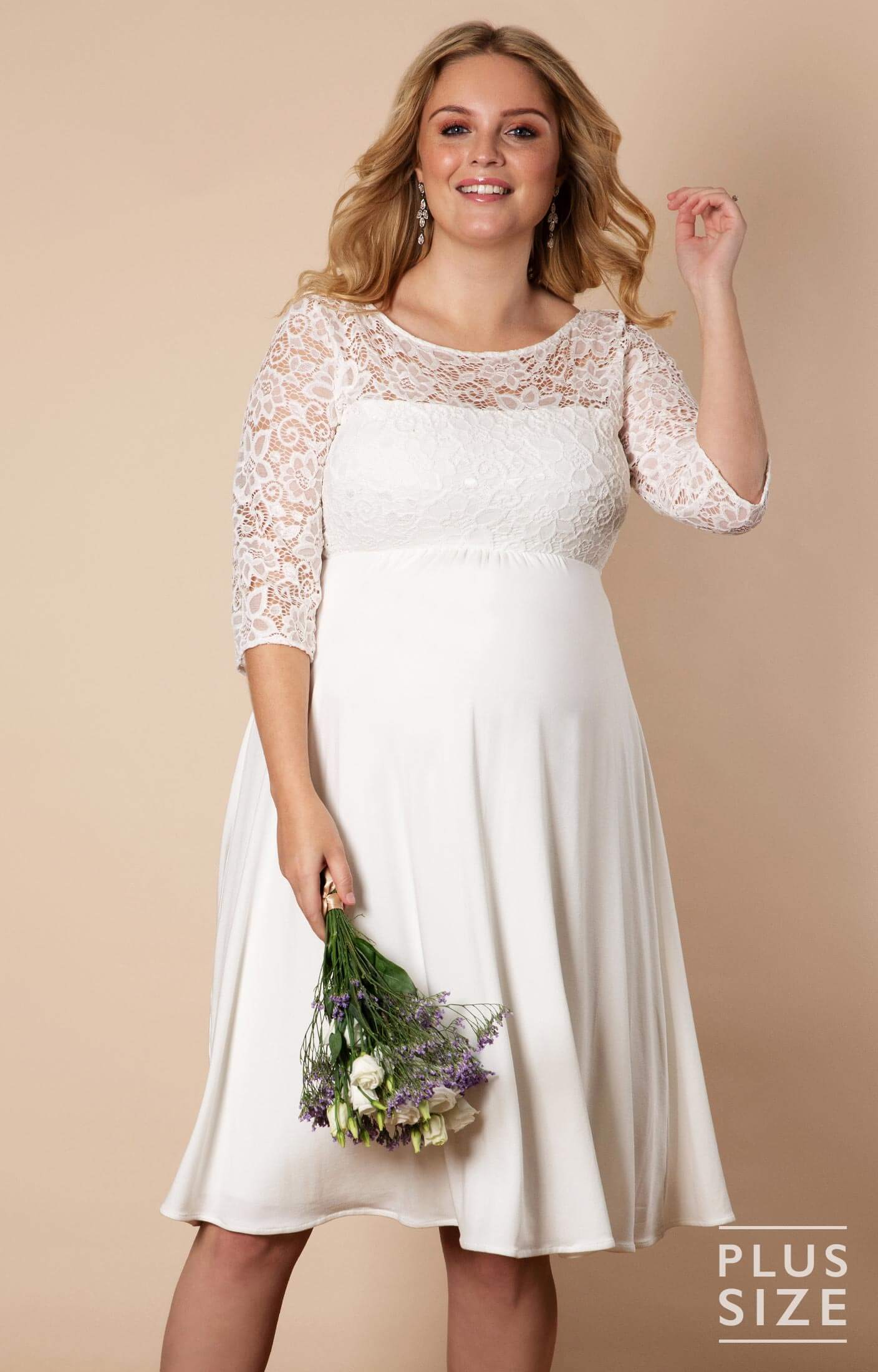 Verona Maternity Wedding Dress Short Ivory White - Maternity Wedding Dresses,  Evening Wear and Party Clothes by Tiffany Rose ES