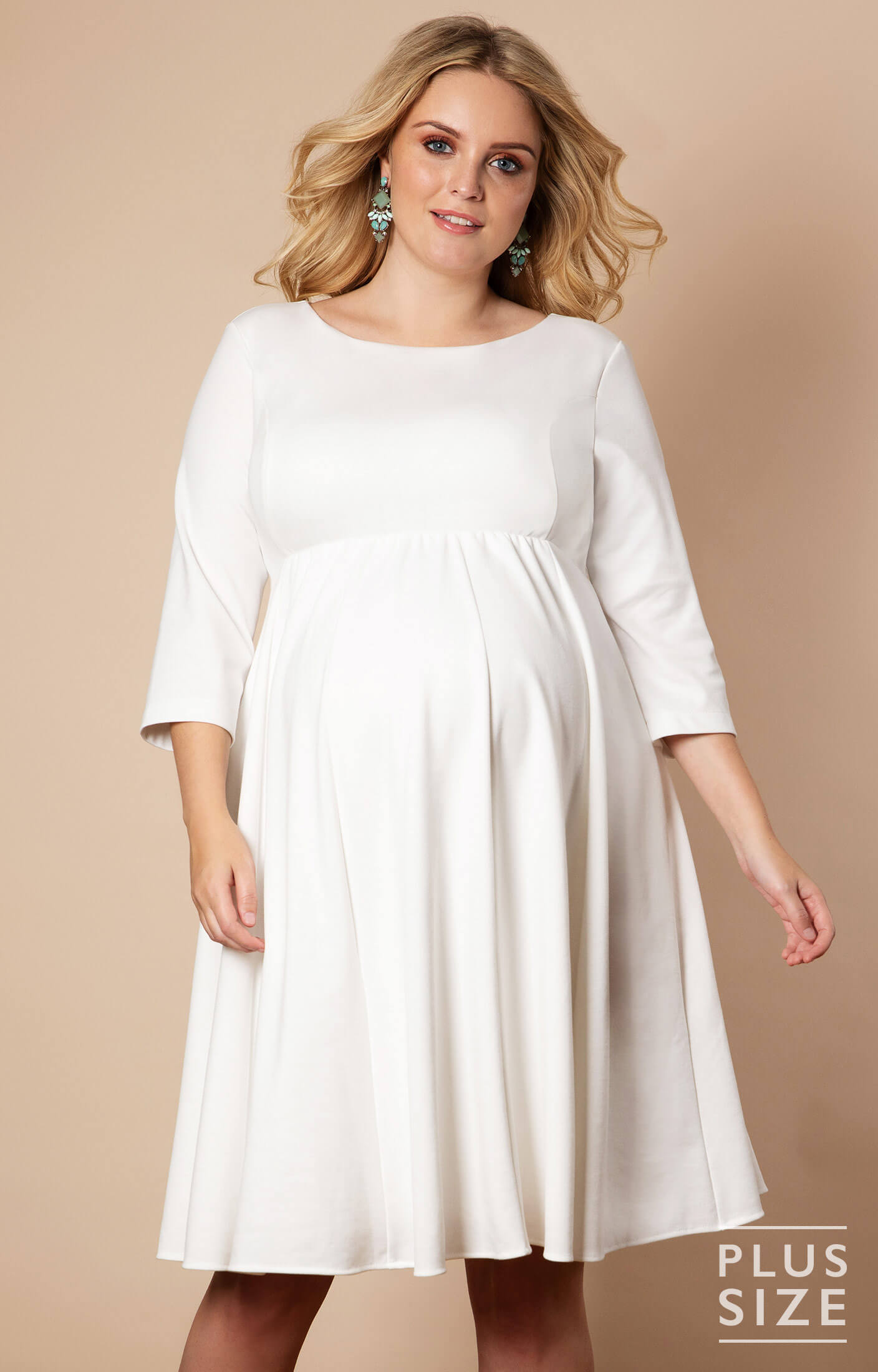 Mia Plus Size Maternity Dress Ivory