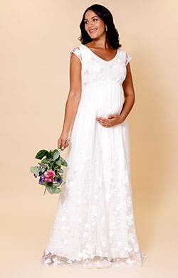 Lillian Lace Maternity Wedding Gown Ivory White