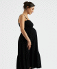 Blair Shirred Maternity Dress (Black) by Tiffany Rose