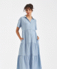 Macy Longline Linen Dress (Pale Blue) by Tiffany Rose