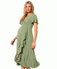 Waterfall Midi Maternity Dress (Pistachio) by Tiffany Rose