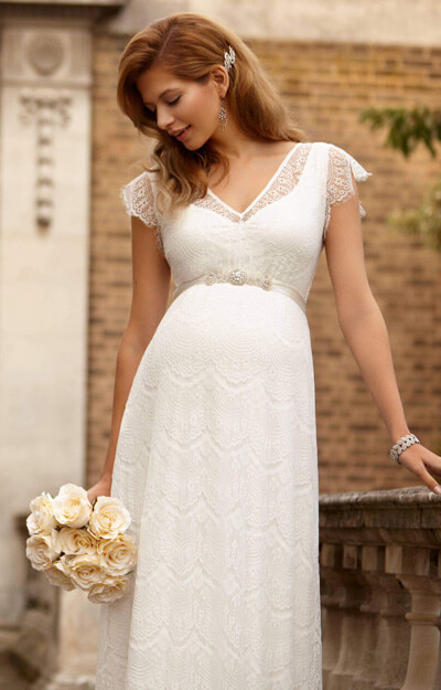 Kristin Maternity Wedding Gown Long Ivory White by Tiffany Rose