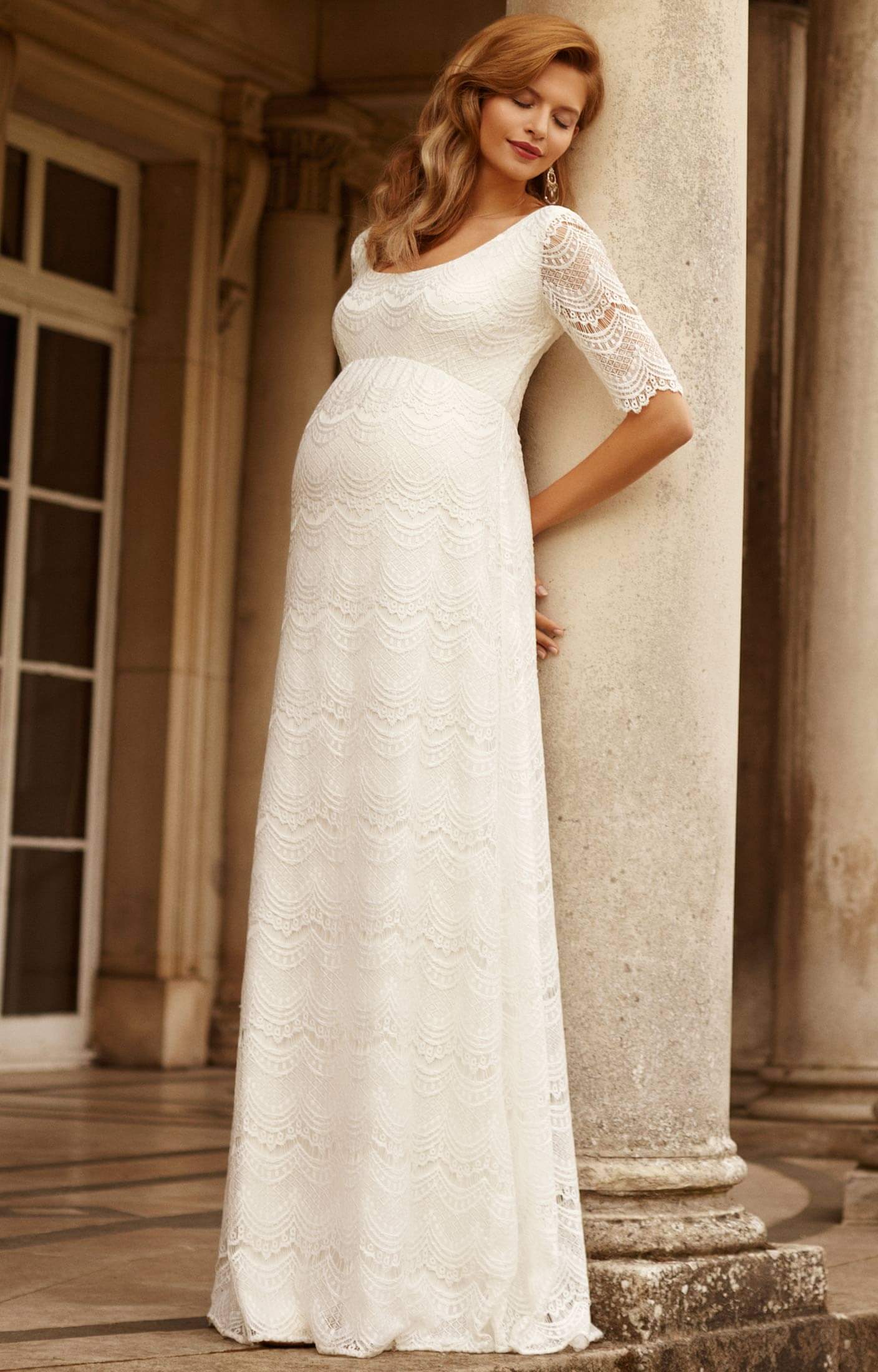 Lucia Maternity Wedding Dress Short Ivory White - Maternity