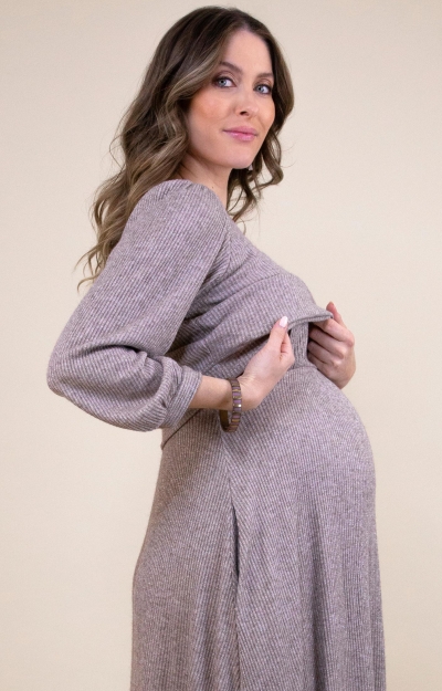 Vivian Maternity & Nursing Dress Sparkle Chocolate by Tiffany Rose