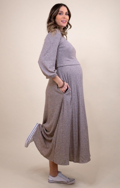 Vivian Maternity & Nursing Dress Sparkle Chocolate by Tiffany Rose