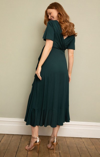 Waterfall Midi Dress Deep Green by Tiffany Rose