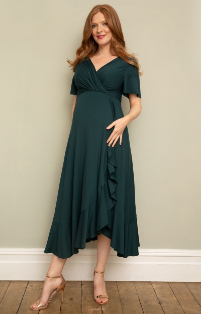 Waterfall Midi Dress Deep Green by Tiffany Rose