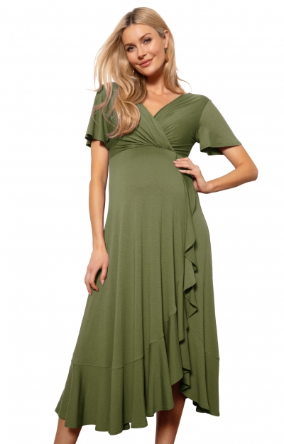 Waterfall Midi Maternity Dress (Pistachio) by Tiffany Rose